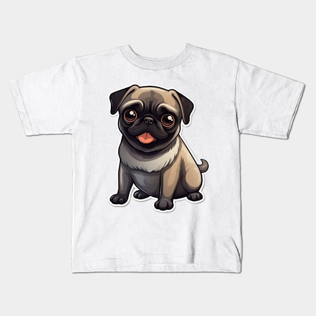 Cute Pug Dog - Dogs Pugs Kids T-Shirt by fromherotozero